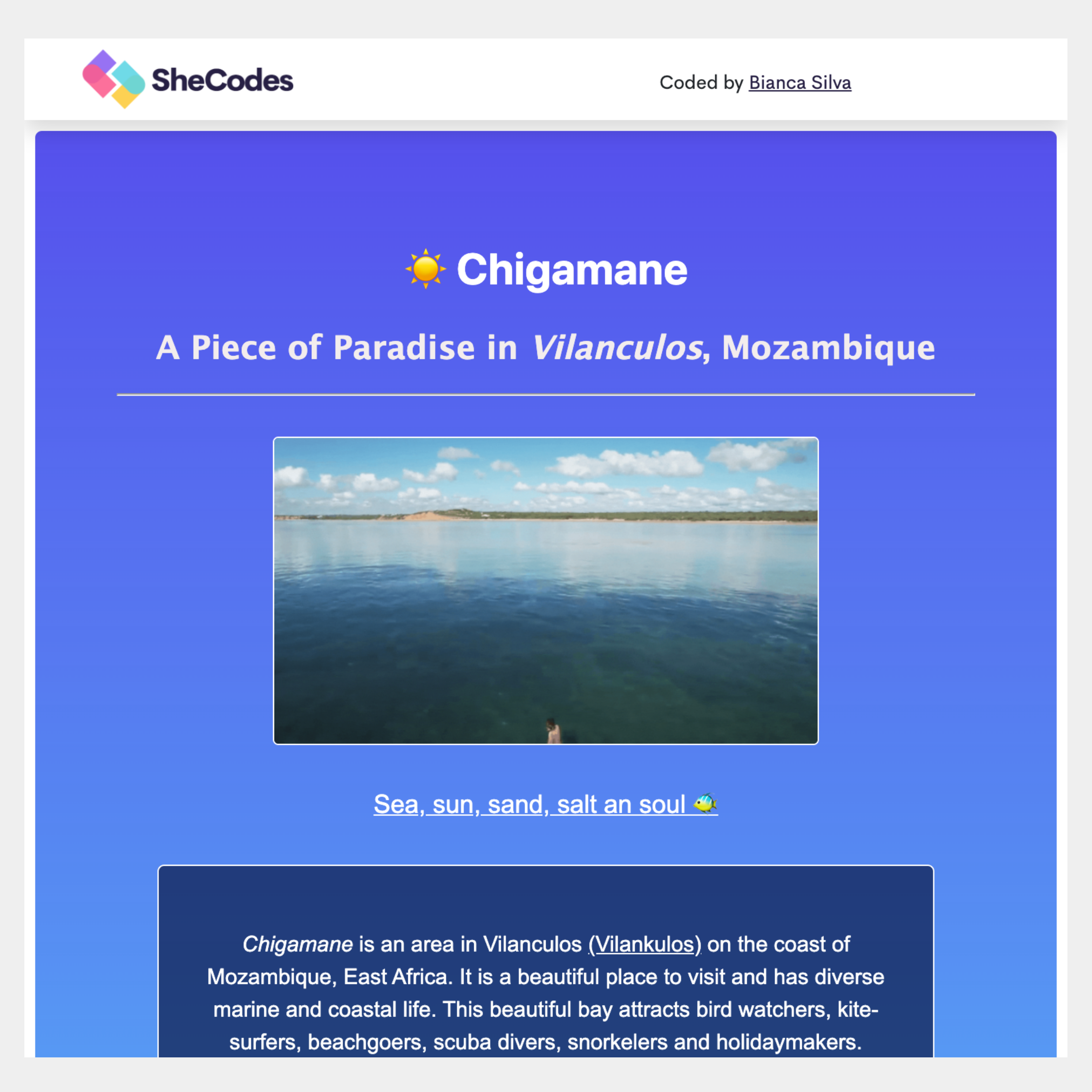 Chigamane Landing Page